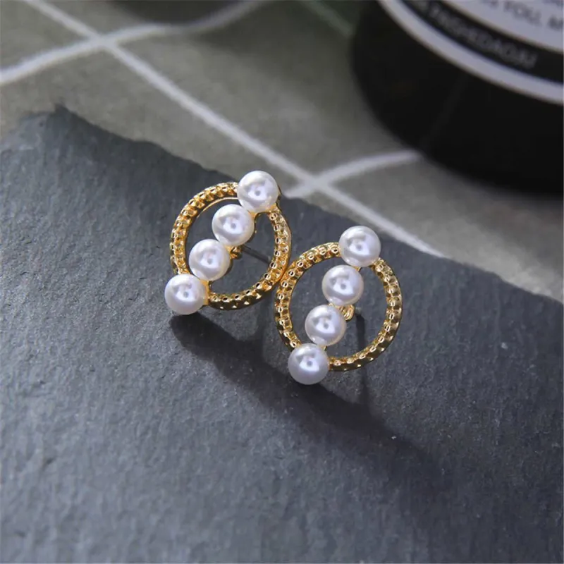 Pearl & Goldtone Circle Stud Earrings made by Zulily