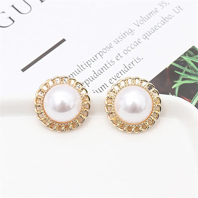 Pearl & Goldtone Curb Chain Stud Earrings made by Zulily