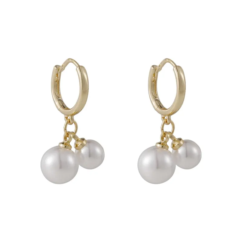 Pearl & Goldtone Double Charm Drop Earrings made by Zulily