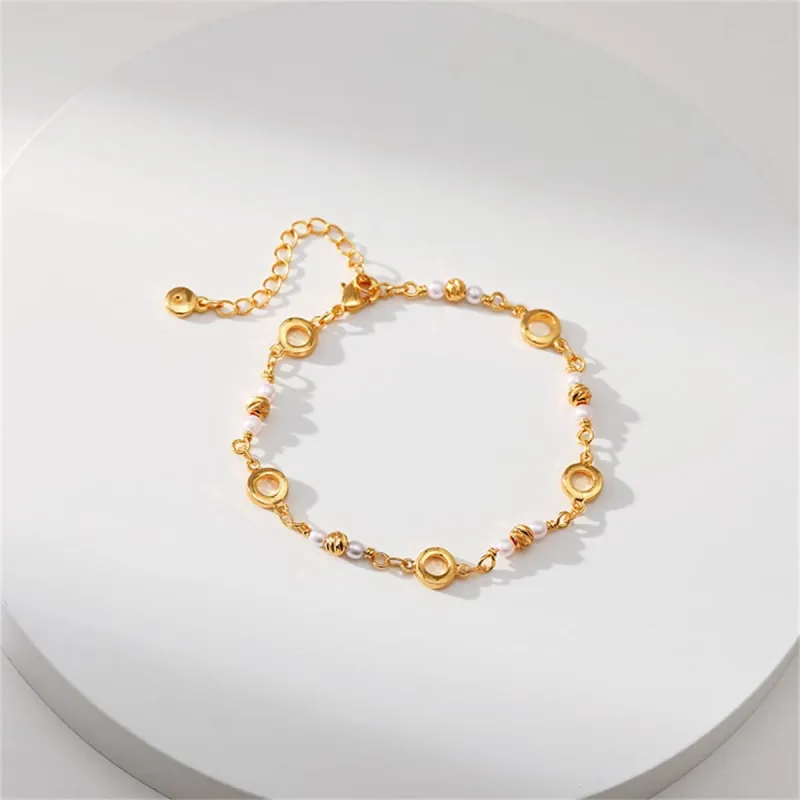 Pearl & Goldtone Circle Station Bracelet made by Zulily