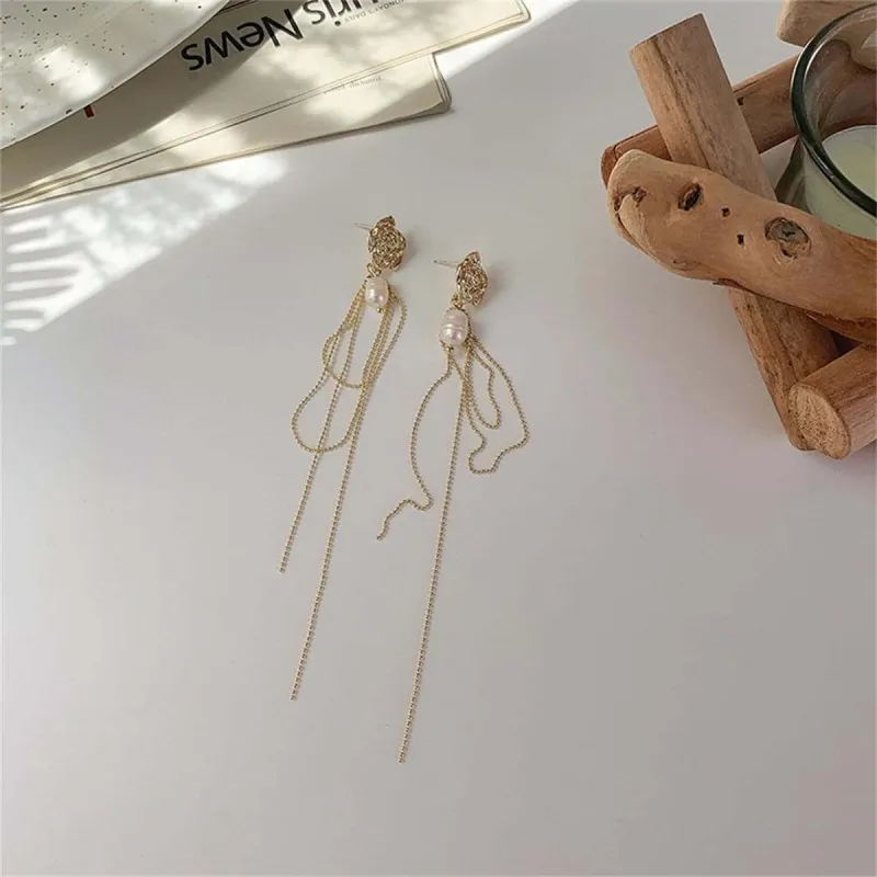 Pearl & Goldtone Flower Tassel Drop Earrings made by Zulily