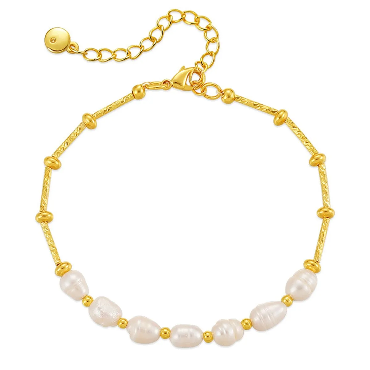 Pearl & Goldtone Half Bar-Chain Station Bracelet sold by Zulily