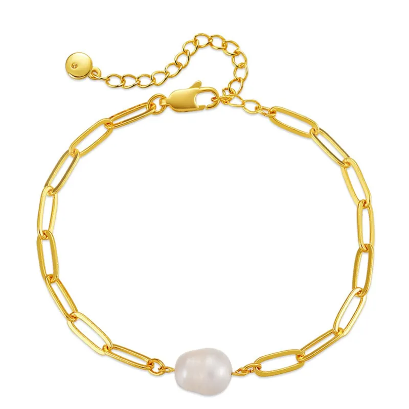 Pearl & Goldtone Paper Clip Chain Bracelet made by Zulily