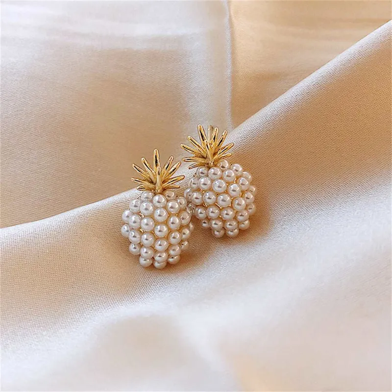 Pearl & Goldtone Pineapple Stud Earrings made by Zulily