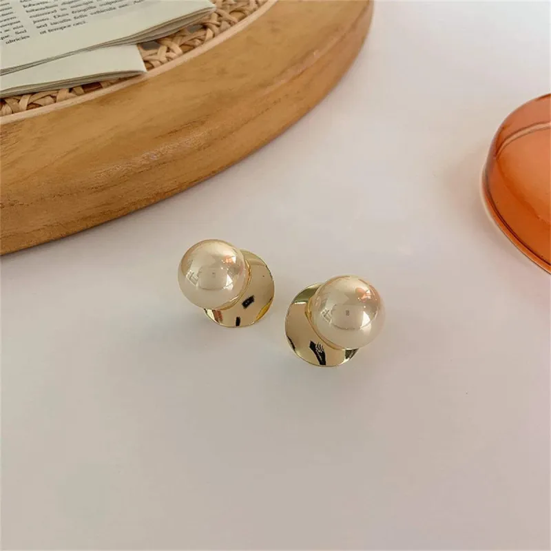 Pearl & Goldtone Round Stud Earrings made by Zulily