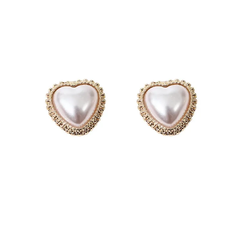 Pearl & Goldtone Heart Stud Earrings made by Zulily