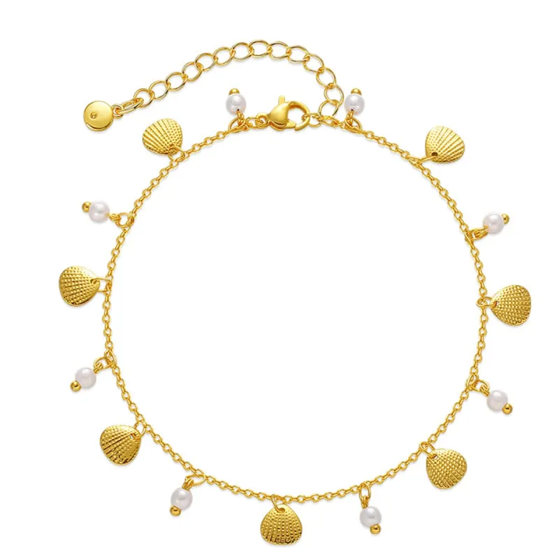 Pearl & Goldtone Shell Station Anklet made by Zulily