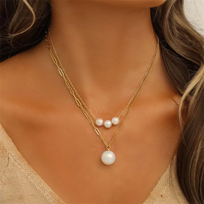 Pearl & Goldtone Layered Pendant Necklace made by Zulily