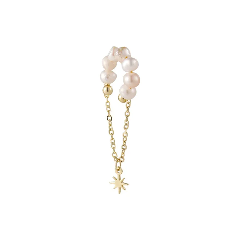 Pearl & Goldtone Star Charm Chain Ear Cuff made by Zulily