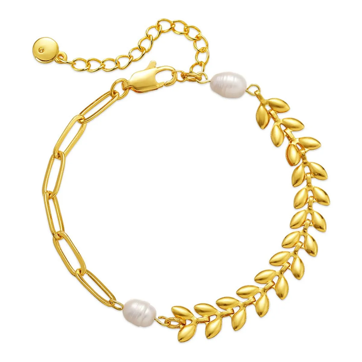 Pearl & Goldtone Wheat Chain Bracelet sold by Zulily