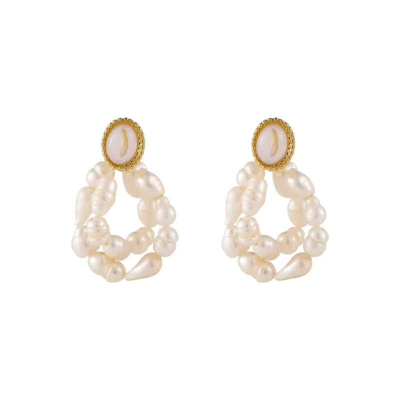 Pearl & Resin Goldtone Layered Drop Earrings made by Zulily