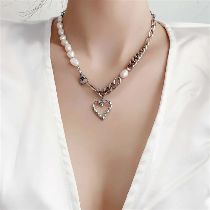 Pearl & Silvertone Open Heart Pendant Necklace made by Zulily