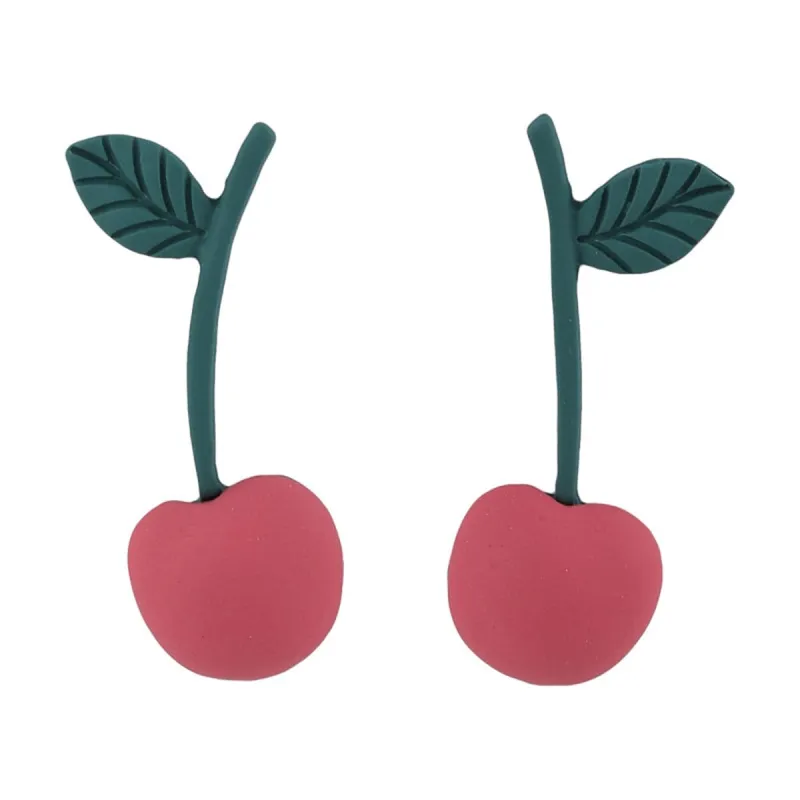 Pink & Green Enamel Cherry Drop Earrings made by Zulily
