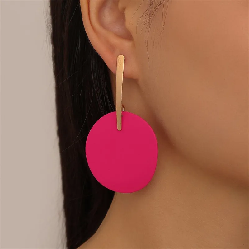 Pink Acrylic & Goldtone Round Drop Earrings made by Zulily