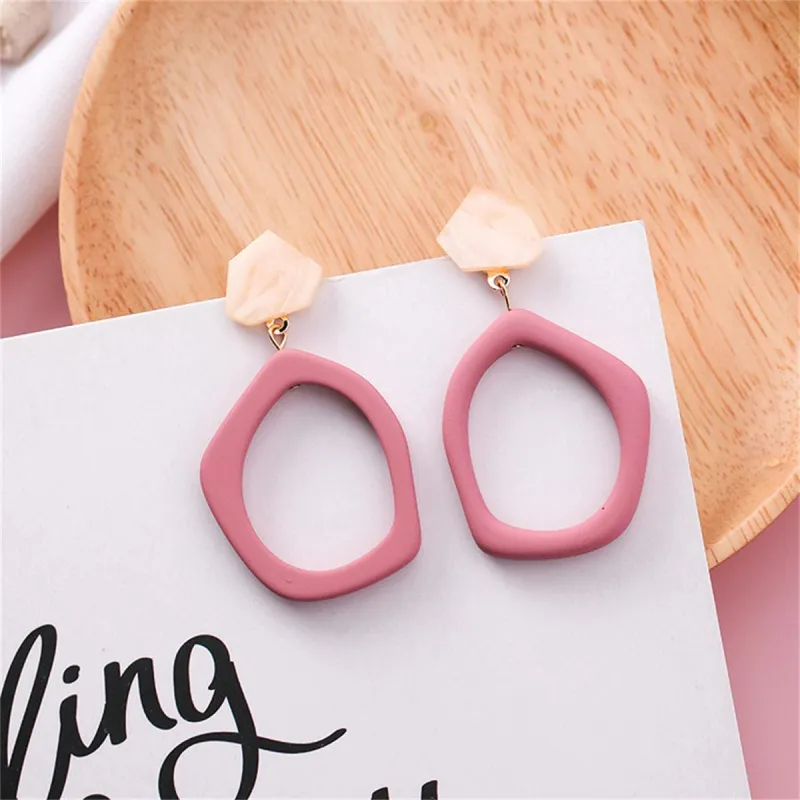 Pink Acrylic & Goldtone Open Geometric Drop Earrings made by Zulily