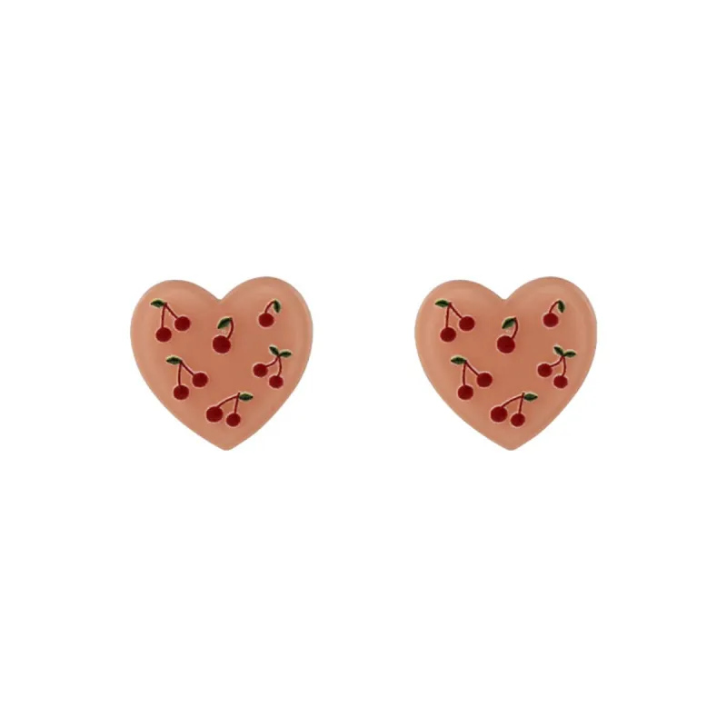 Pink Acrylic & Silvertone Cherry-Heart Stud Earrings made by Zulily