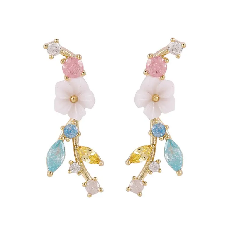 Pink Crystal & Cubic Zirconia Flower Stud Earrings made by Zulily