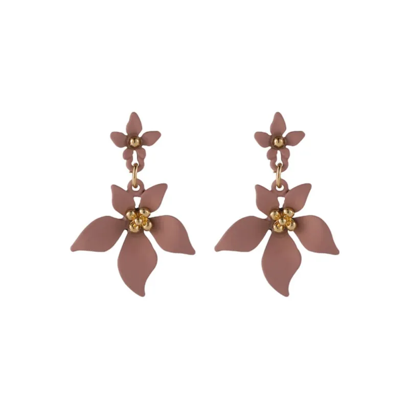 Pink Enamel & Goldtone Flower Drop Earrings made by Zulily