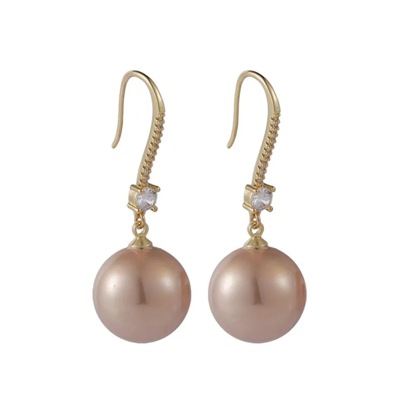 Pink Pearl & Cubic Zirconia Goldtone Ball Drop Earrings made by Zulily