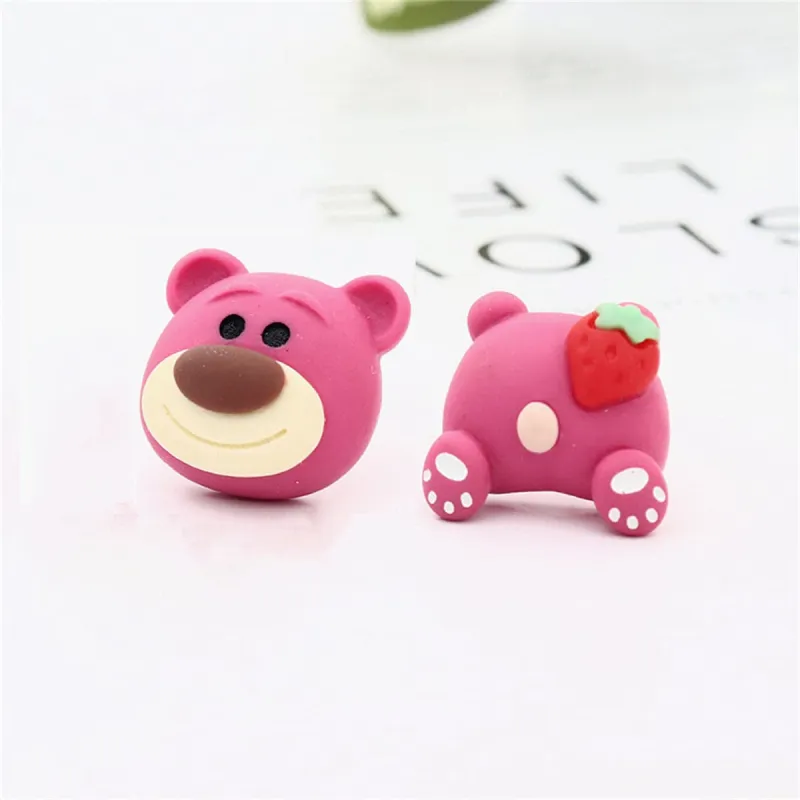 Pink Polymer Clay & Silvertone Strawberry Bear Stud Earrings made by Zulily