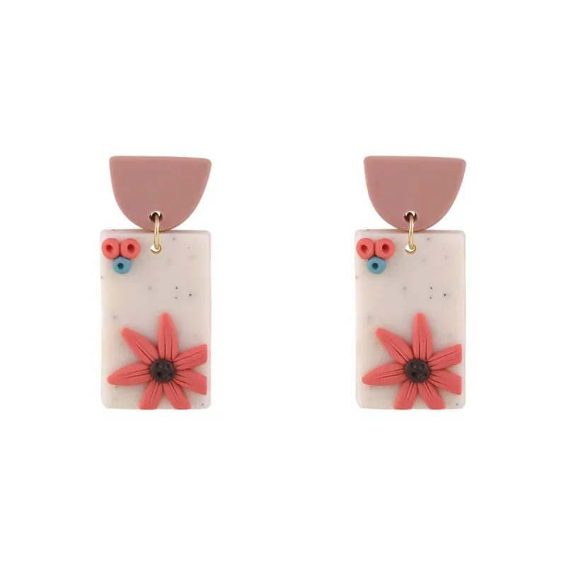 Pink Polymer Clay & Goldtone Starfish Rectangle-Drop Earrings made by Zulily