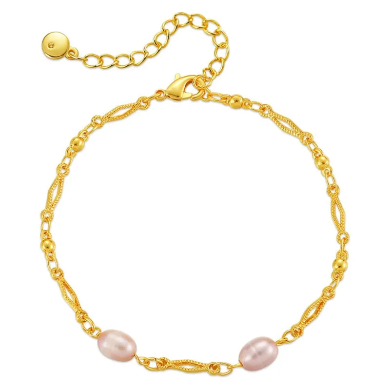 Pink Pearl & Goldtone Diamond-Cut Bracelet made by Zulily