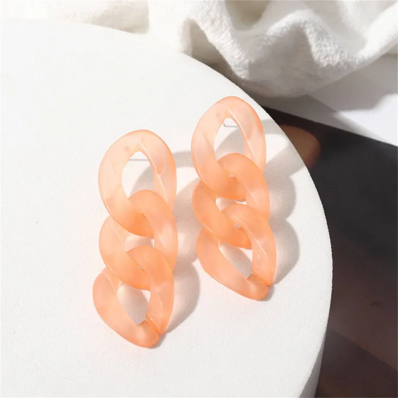 Pink Resin & Silvertone Curb Chain Drop Earrings made by Zulily
