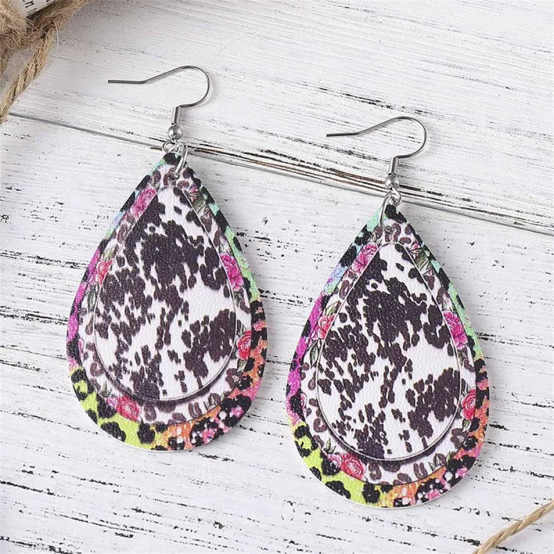 Pink Polystyrene & Silvertone Leopard Abstract Drop Earring made by Zulily