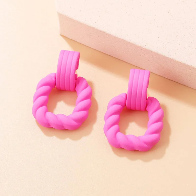 Pink Resin & Silvertone Twine Square Drop Earrings made by Zulily