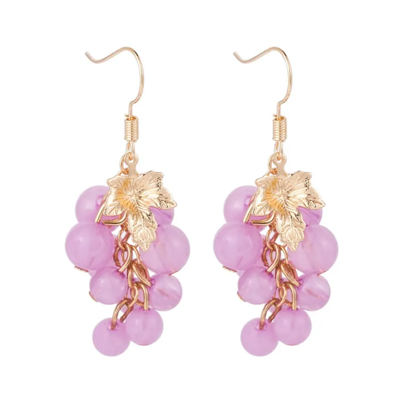 Purple Acrylic & Goldtone Grape Drop Earrings made by Zulily