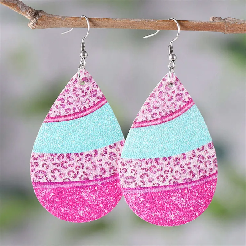 Pink Polystyrene & Silvertone Leopard Teardrop Earrings made by Zulily