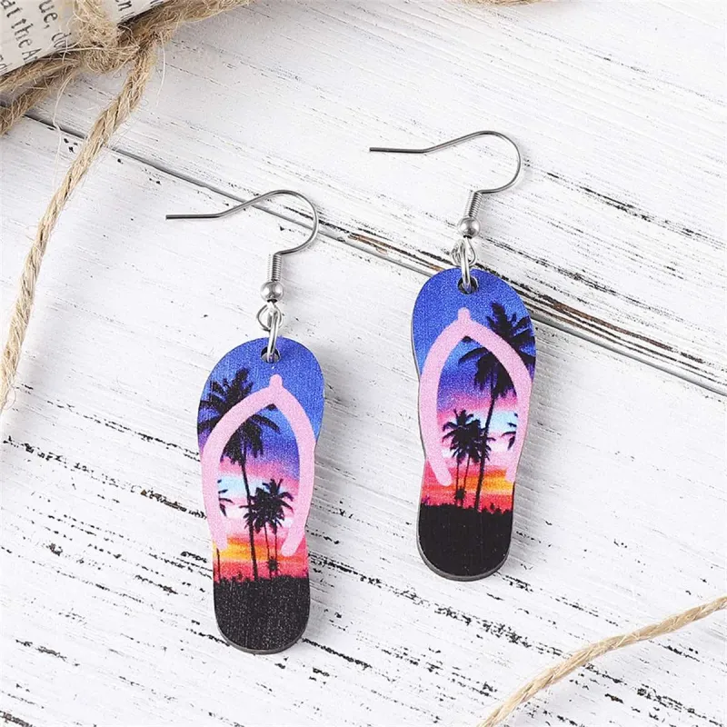 Purple & Pink Hawaii Flip-Flop Drop Earrings made by Zulily