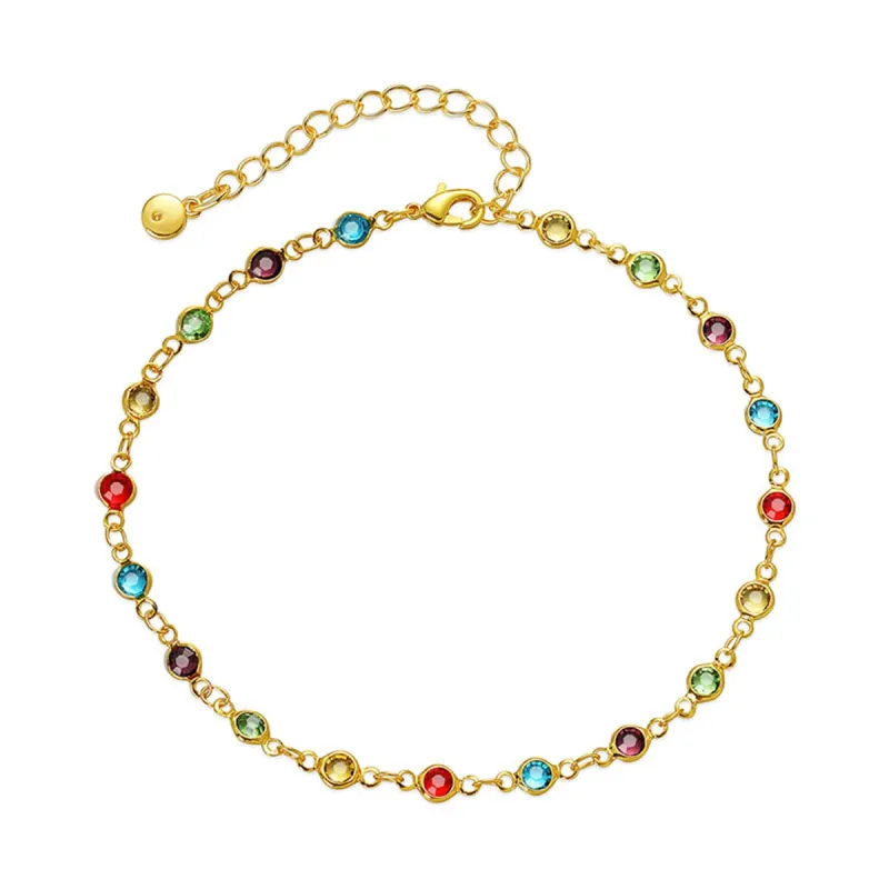 Rainbow Crystal & Goldtone Beaded Anklet made by Zulily