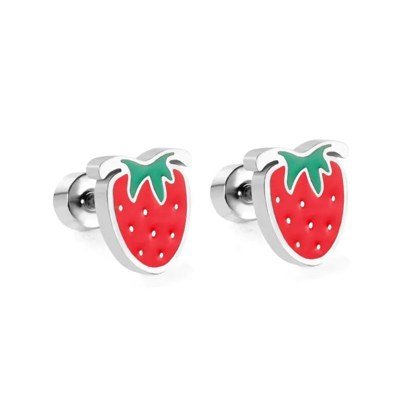 Red & Green Strawberry Stud Earrings made by Zulily