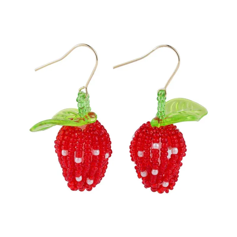 Red & Green Strawberry Drop Earrings made by Zulily