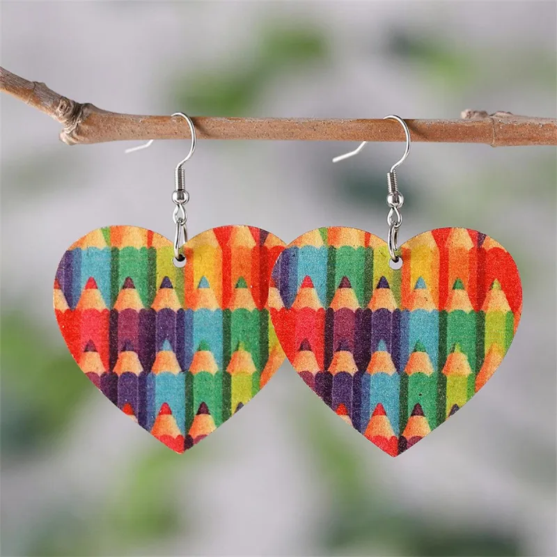 Red & Blue Pencil Heart Drop Earrings made by Zulily