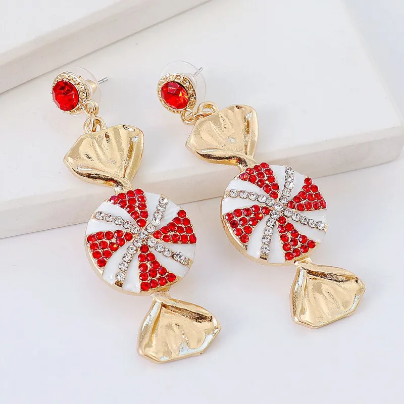 Red & Cubic Zirconia & White Enamel Pavé Tiered Candy Drop Earrings made by Zulily
