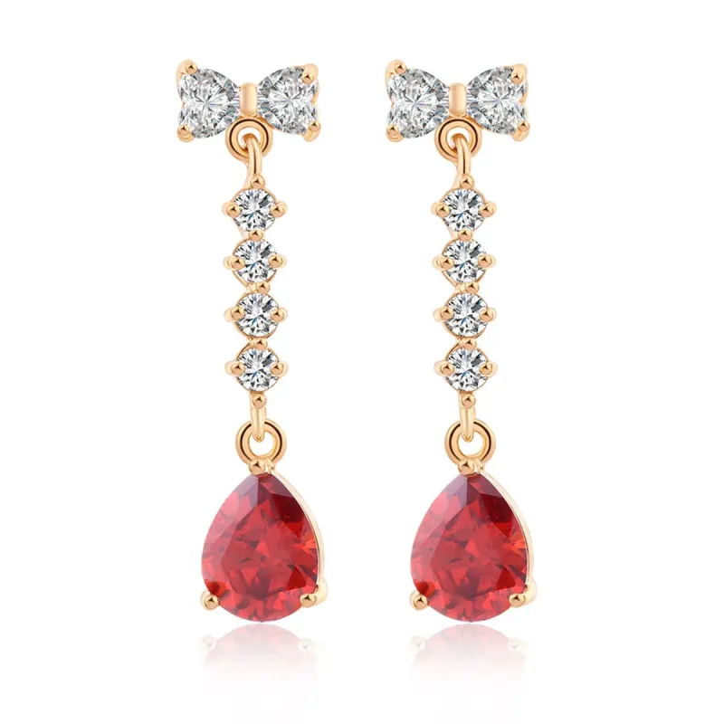 Red Crystal & Cubic Zirconia Bow Drop Earrings made by Zulily