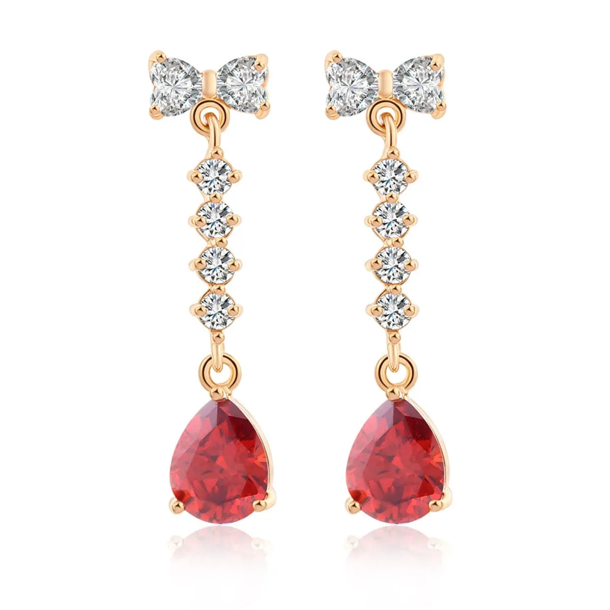 Red Crystal & Cubic Zirconia Bow Drop Earrings sold by Zulily