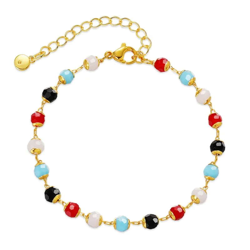 Red Acrylic & Goldtone Multicolor Station Bracelet made by Zulily