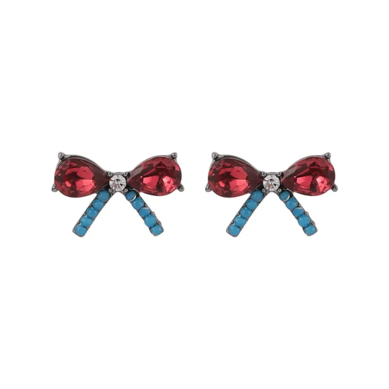 Red Crystal & Cubic Zirconia Bow Stud Earrings made by Zulily
