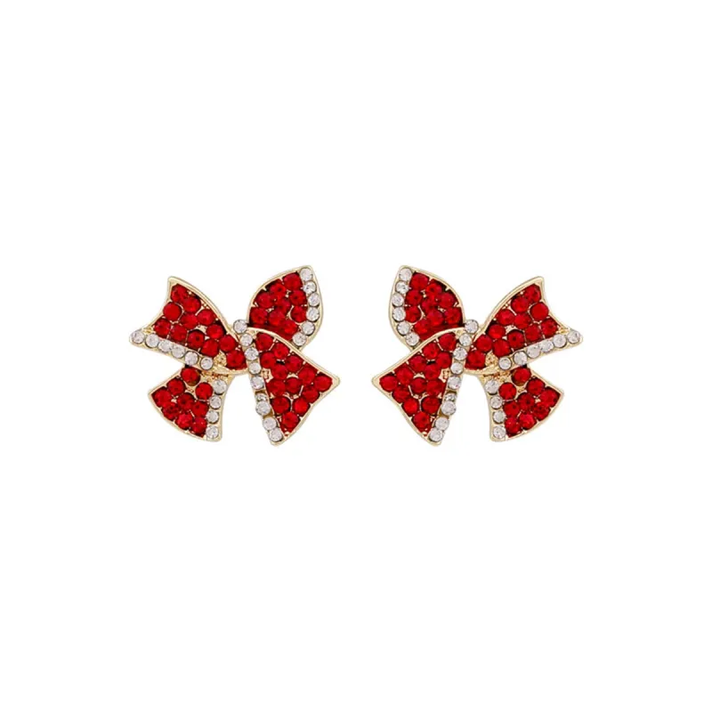 Red Cubic Zirconia & Goldtone Bow Stud Earrings made by Zulily