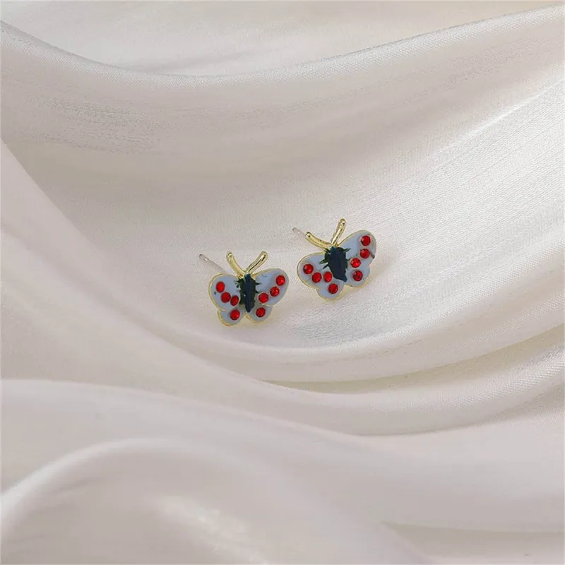Red Cubic Zirconia & Goldtone Butterfly Stud Earrings made by Zulily