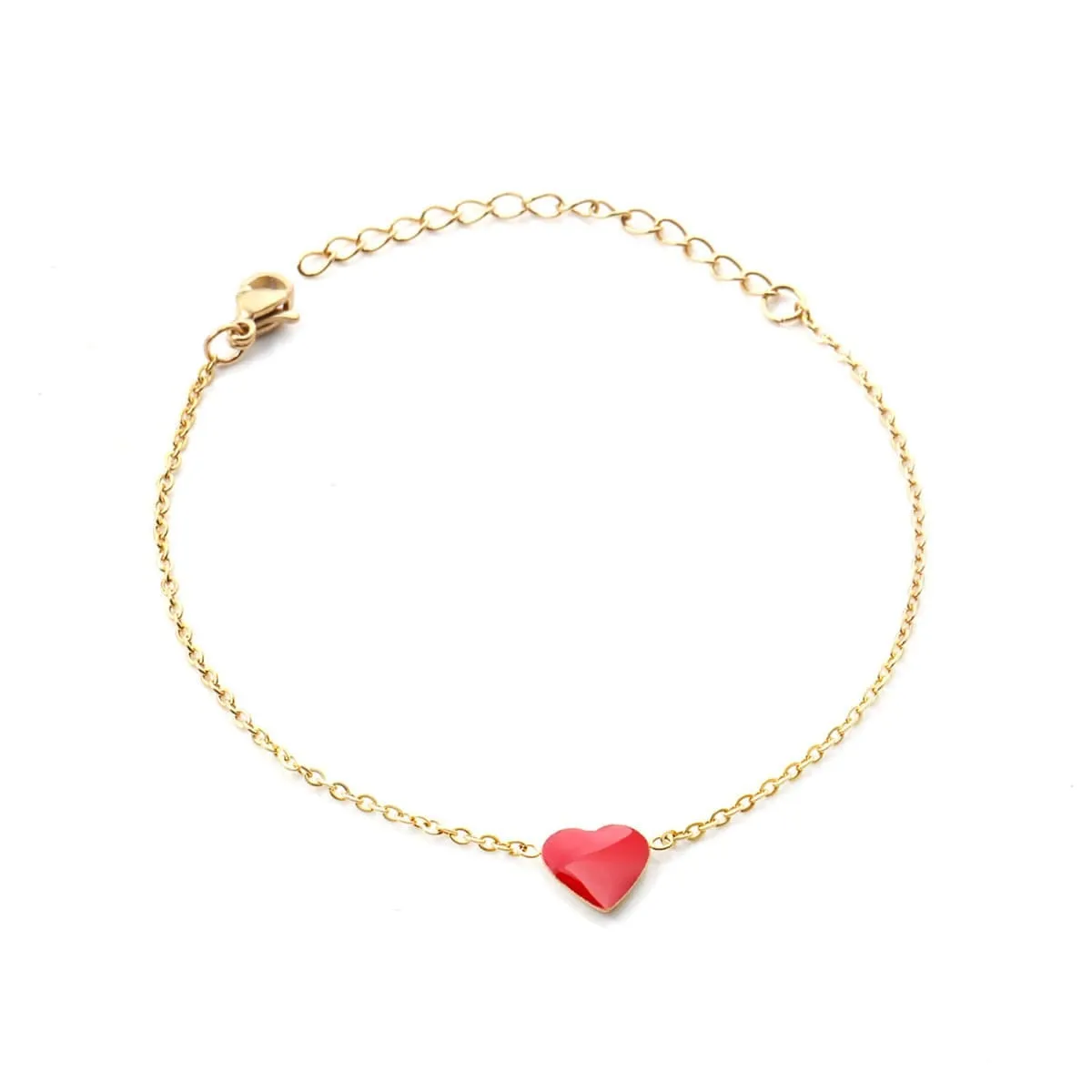 Red Enamel & Goldtone Heart Charm Bracelet sold by Zulily
