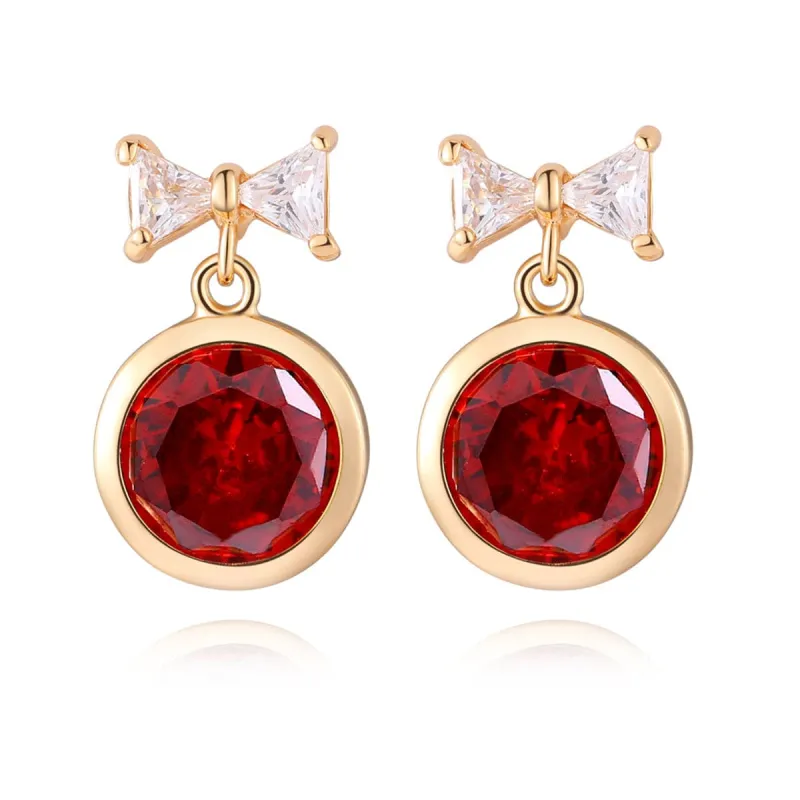 Red Crystal & Goldtone Bow Drop Earrings made by Zulily