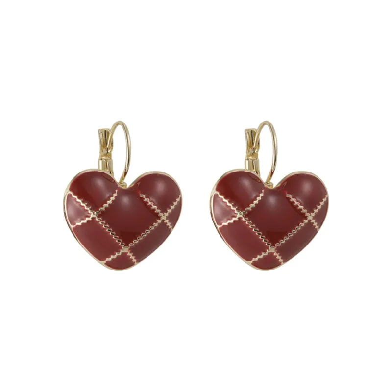 Red Enamel & Goldtone Heart Huggie Earrings made by Zulily