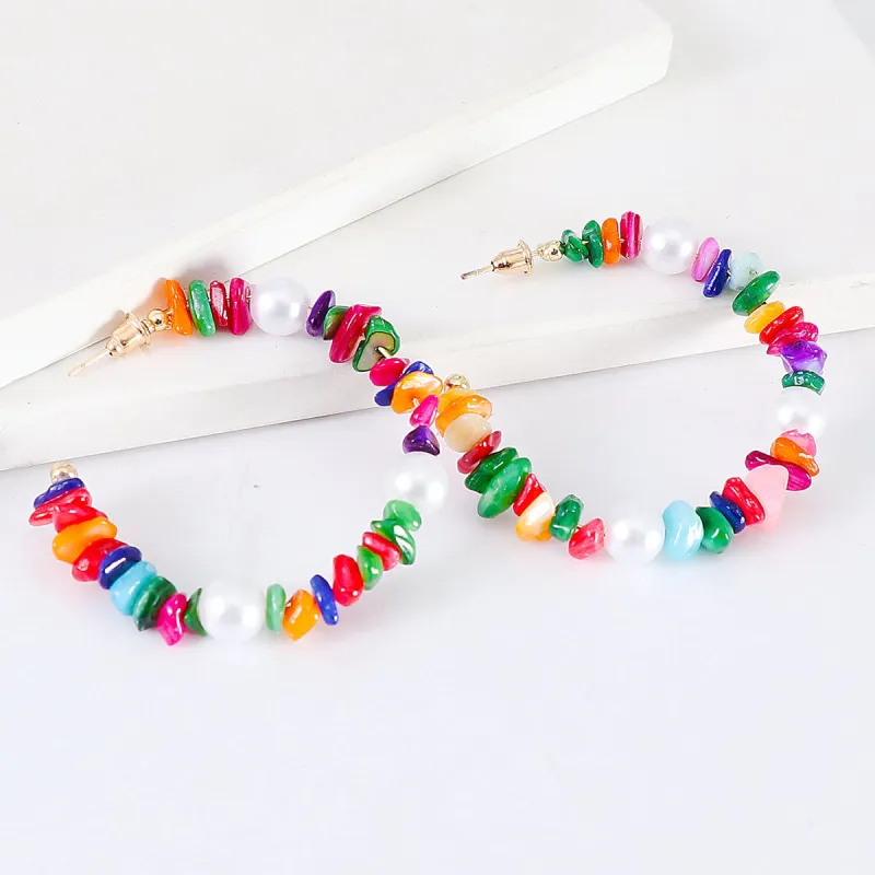 Red Resin & Pearl Goldtone Beaded Hoop Earrings made by Zulily