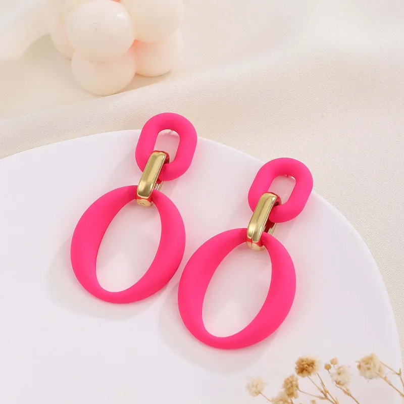 Rose Enamel & Goldtone Openwork Oval Drop Earrings made by Zulily