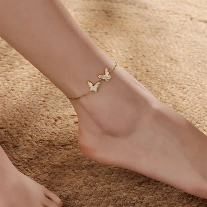 Shell & Goldtone Double Butterfly Anklet made by Zulily