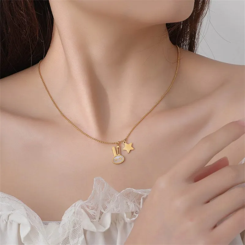 Shell & Goldtone Star Rabbit Pendant Necklace made by Zulily